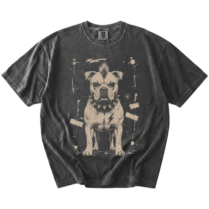 Pepper Punk Rock American Bulldog T-Shirt laid flat