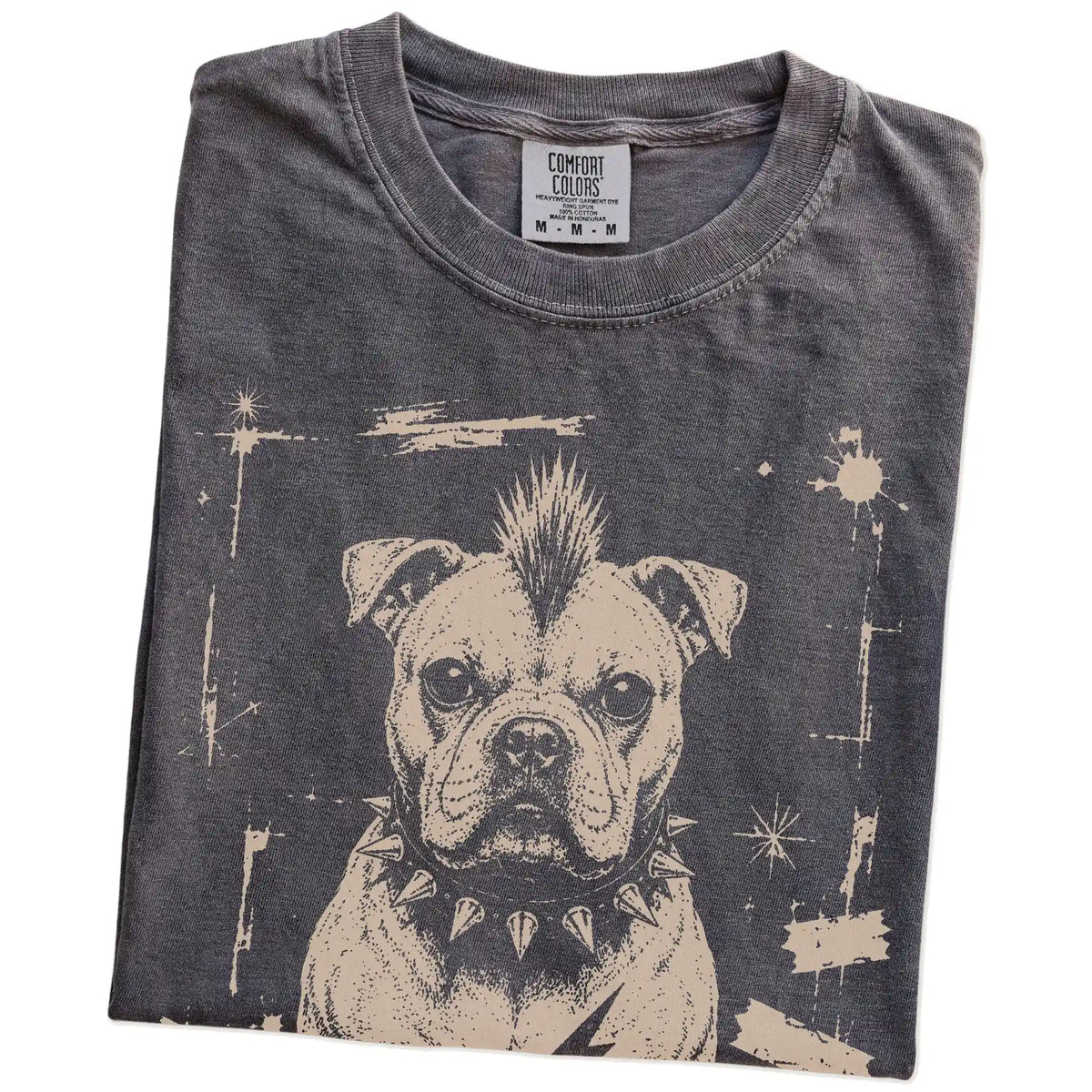 Folded Pepper Punk Rock American Bulldog T-Shirt showing the graphic