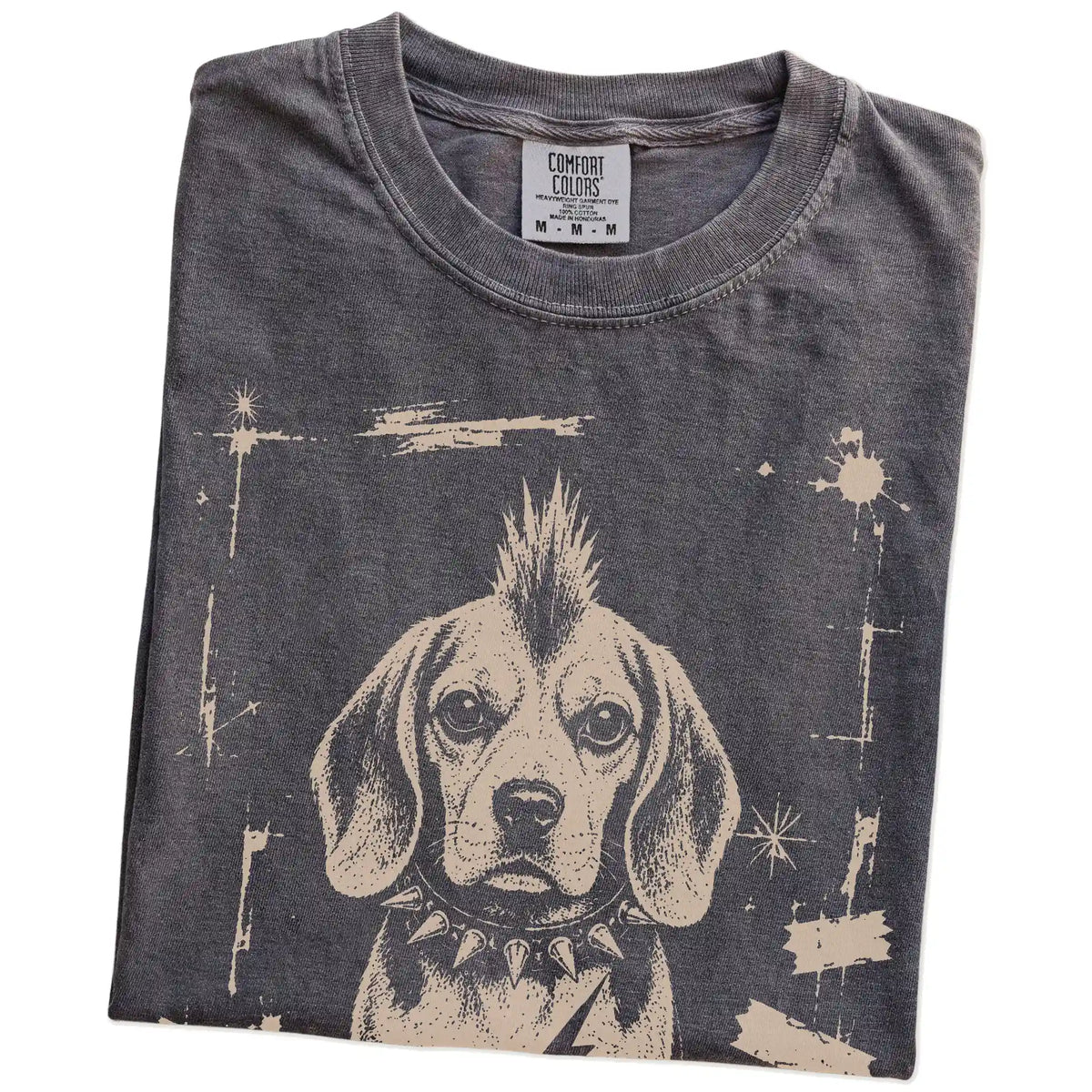 Folded Pepper Punk Rock Beagle T-Shirt showing the graphic