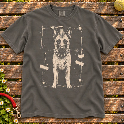 Belgian Malinois Punk Rock design on a Pepper T-shirt shown flat