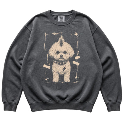 Pepper Punk Rock Bichon Frise Comfort Colors sweatshirt, flat view