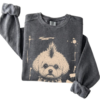 Pepper Punk Rock Bichon Frise Comfort Colors sweatshirt, folded view