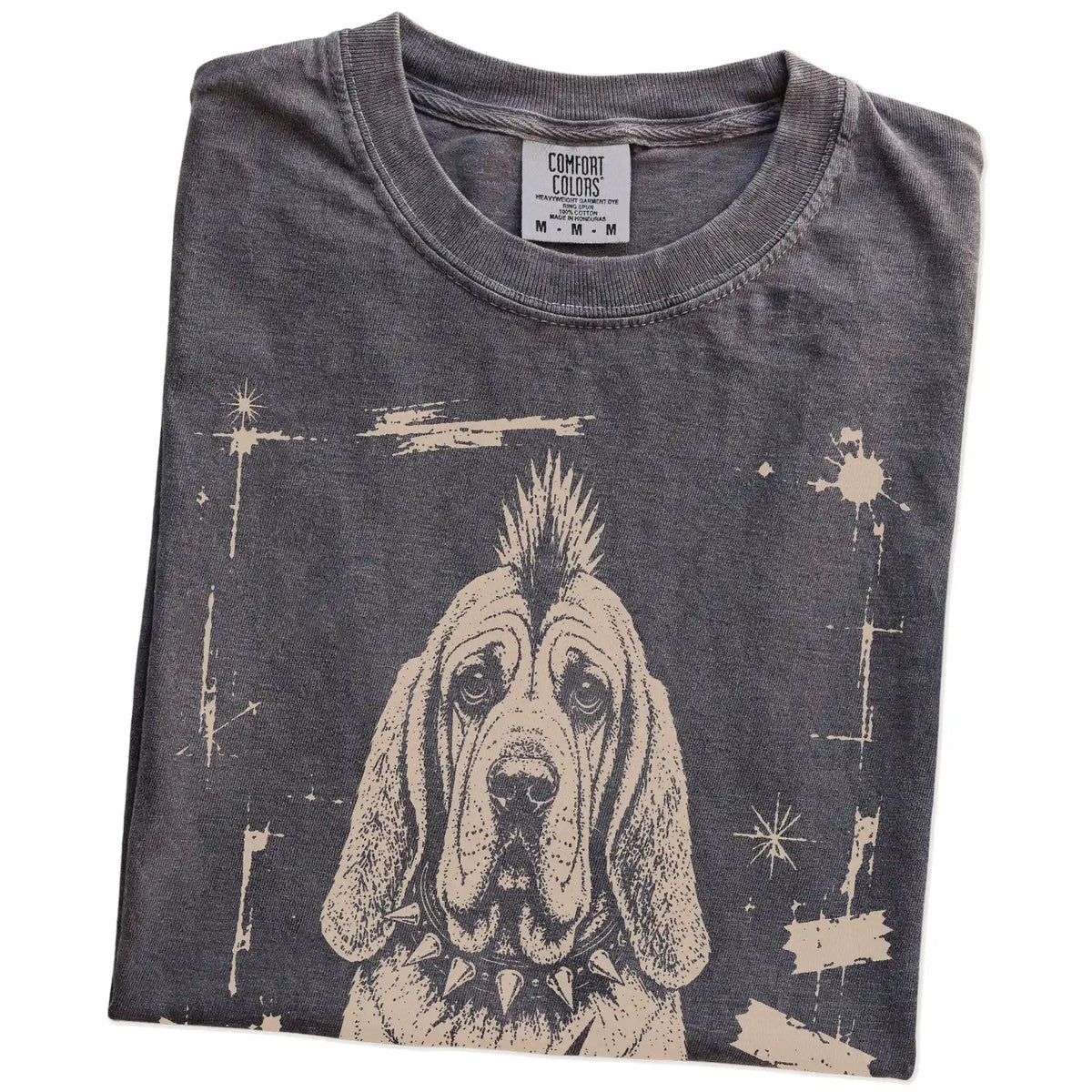 Folded Pepper Punk Rock Bloodhound T-Shirt showing the graphic