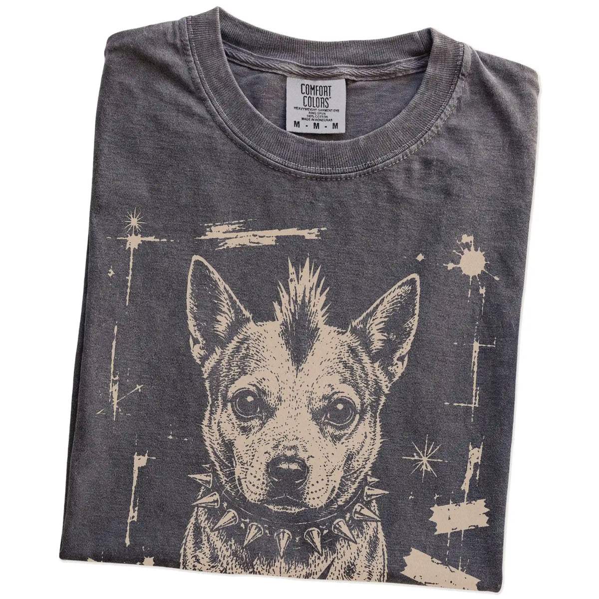 Folded Pepper Punk Rock Blue Heeler T-Shirt showing the graphic