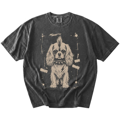 Pepper Punk Rock Cavalier King Charles Spaniel T-Shirt laid flat