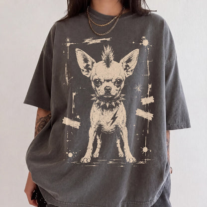 Woman wearing a Pepper Punk Rock Chihuahua T-Shirt