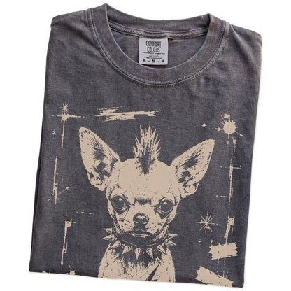 Folded Pepper Punk Rock Chihuahua T-Shirt showing the graphic