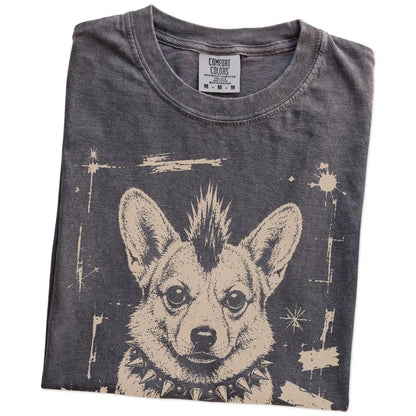 Folded Pepper Punk Rock Corgi T-Shirt showing the graphic