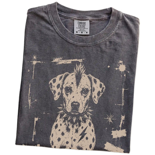 Folded Pepper Punk Rock Dalmatian T-Shirt showing the graphic