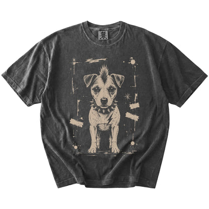 Pepper Punk Rock Jack Russell T-Shirt laid flat