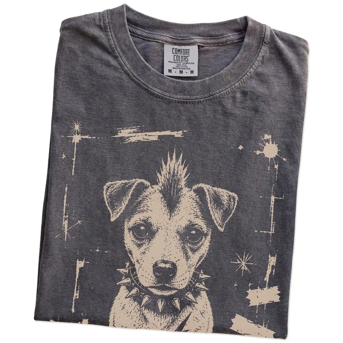 Folded Pepper Punk Rock Jack Russell T-Shirt showing the graphic