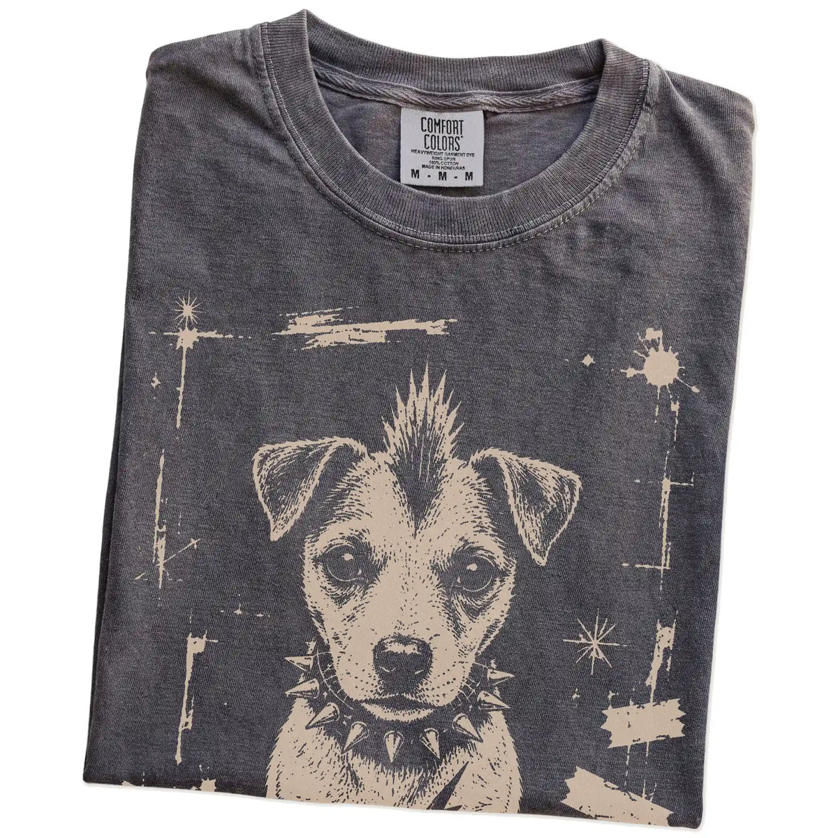 Folded Pepper Punk Rock Jack Russell T-Shirt showing the graphic