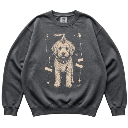 Pepper Punk Rock Labradoodle Comfort Colors sweatshirt, flat view