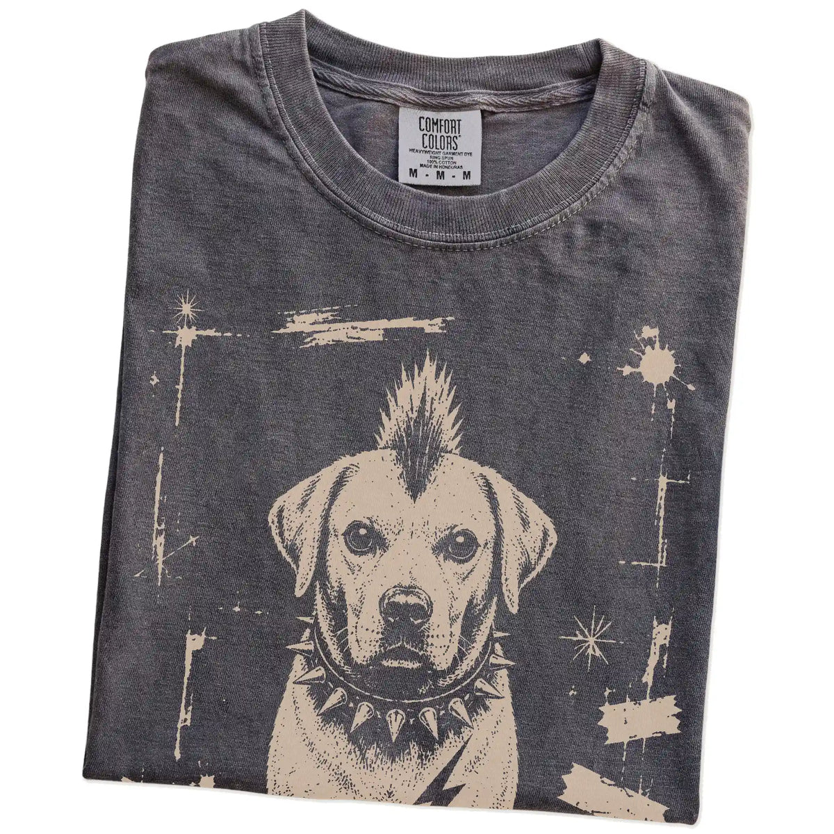 Folded Pepper Punk Rock Labrador Retriever T-Shirt showing the graphic
