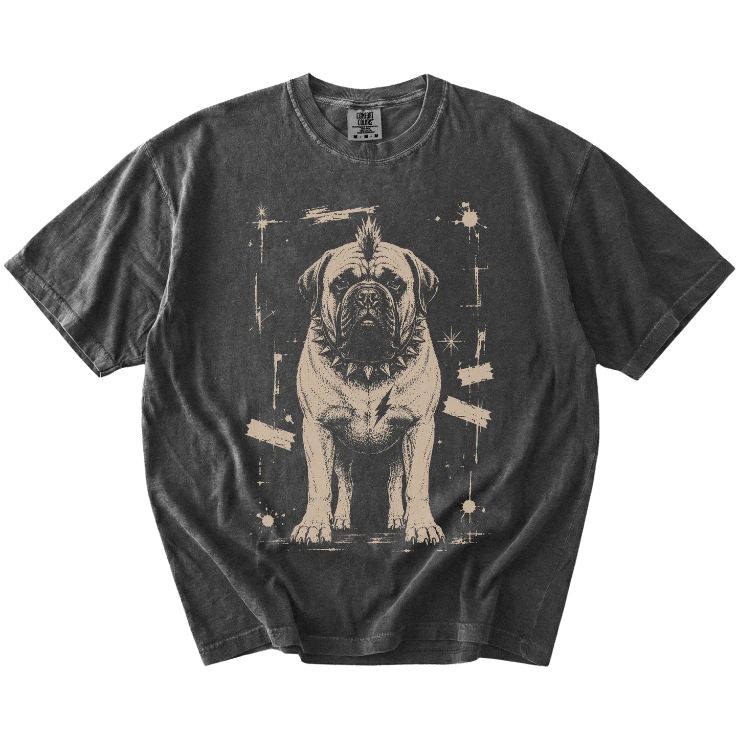Pepper Punk Rock Mastiff T-Shirt laid flat