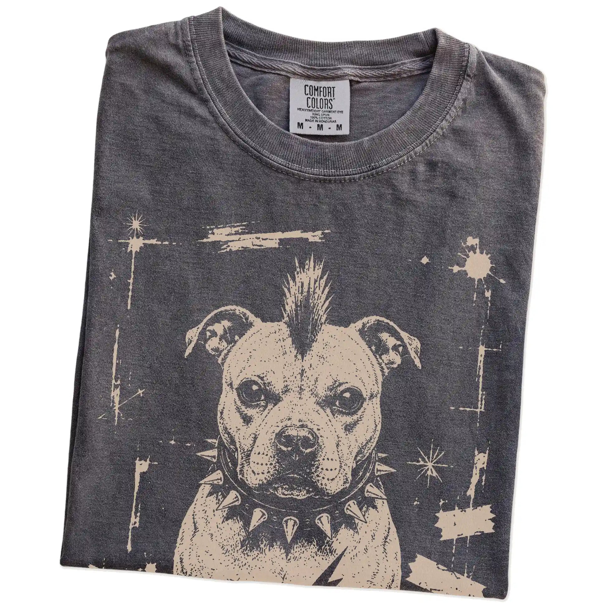 Folded Pepper Punk Rock Pitbull T-Shirt showing the graphic