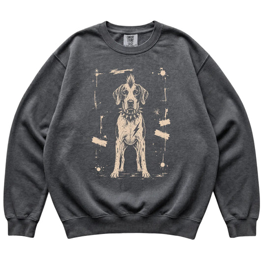 Pepper Punk Rock Pointer Comfort Colors sweatshirt, flat view