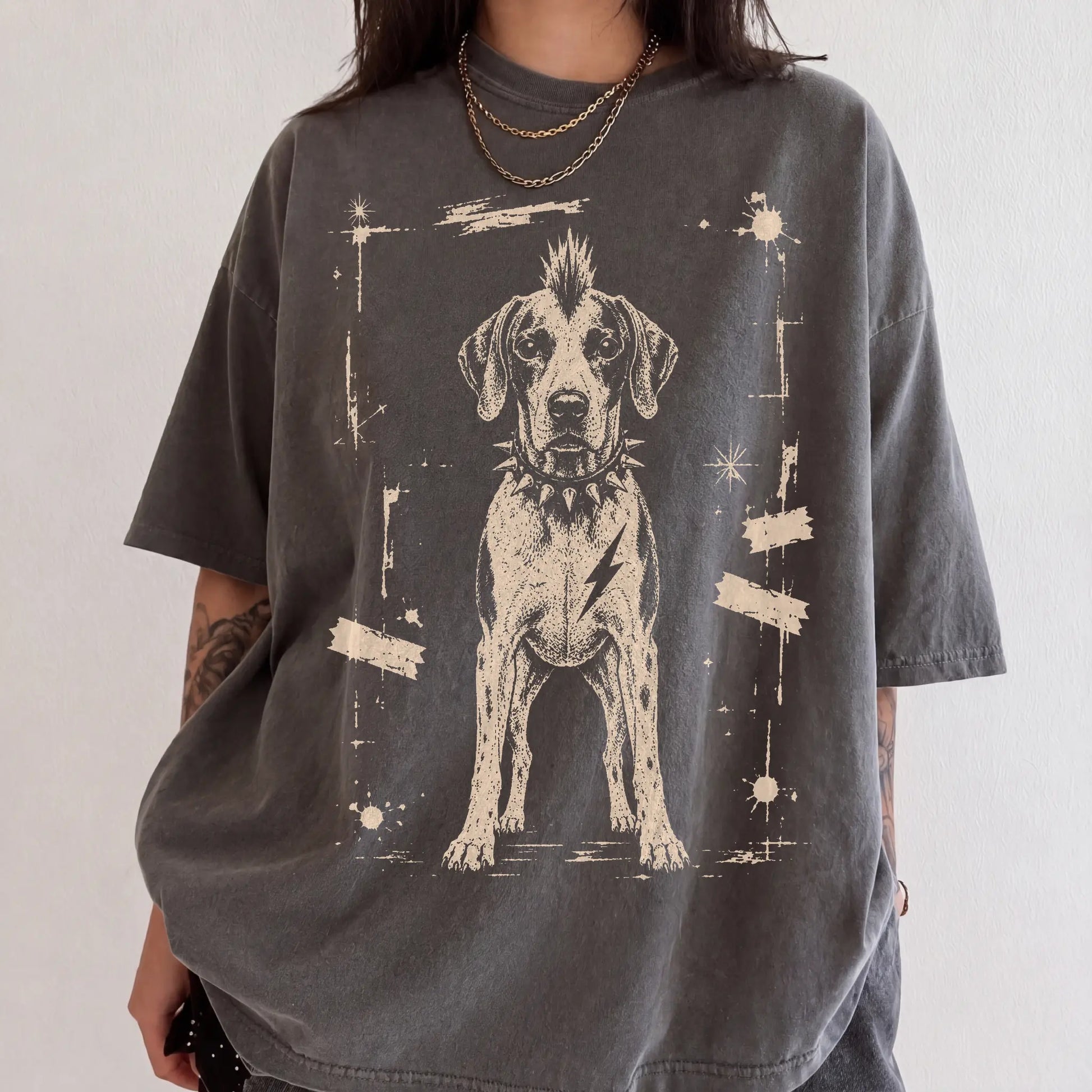 Woman wearing a Pepper Punk Rock Pointer T-Shirt