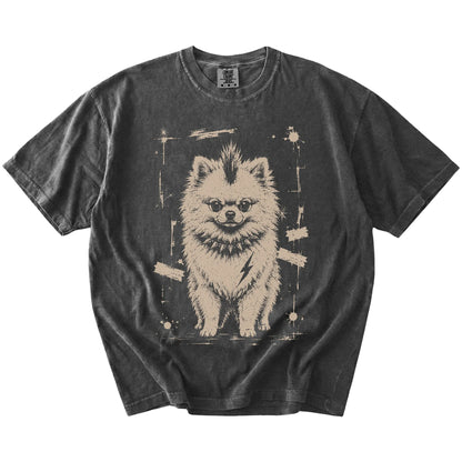Pepper Punk Rock Pomeranian T-Shirt laid flat