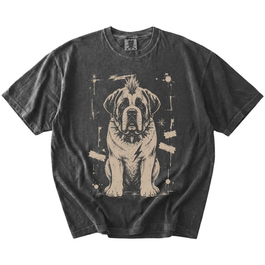 Pepper Punk Rock Saint Bernard T-Shirt laid flat