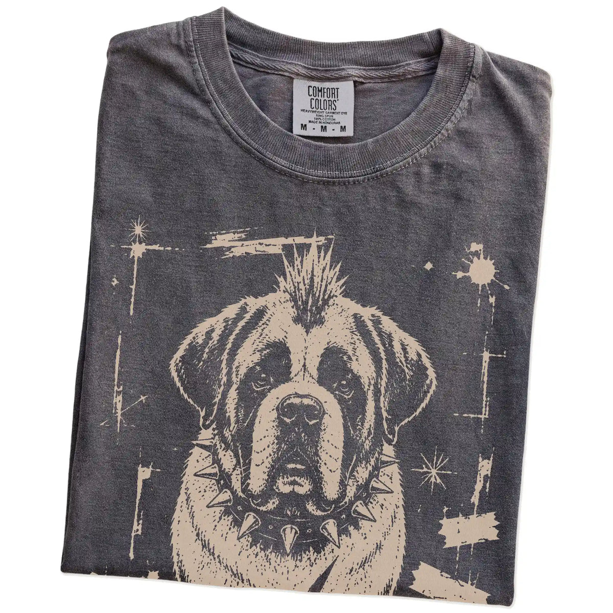 Folded Pepper Punk Rock Saint Bernard T-Shirt showing the graphic