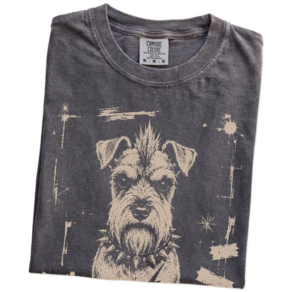 Folded Pepper Punk Rock Schnauzer T-Shirt showing the graphic