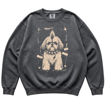 Pepper Punk Rock Shih Tzu Comfort Colors sweatshirt, flat view