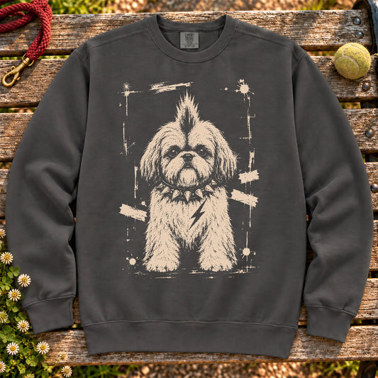 Shih Tzu Punk Rock design on a Pepper Comfort Colors sweatshirt