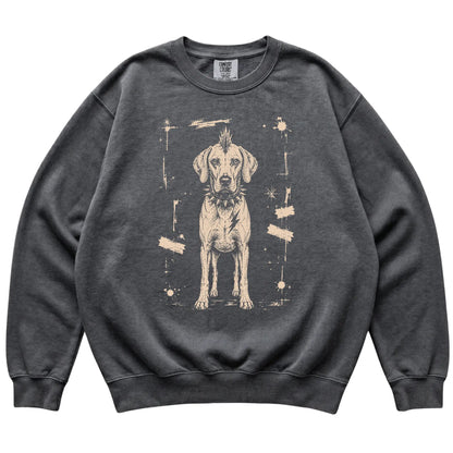 Pepper Punk Rock Vizsla Comfort Colors sweatshirt, flat view