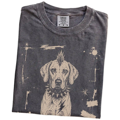 Folded Pepper Punk Rock Vizsla T-Shirt showing the graphic