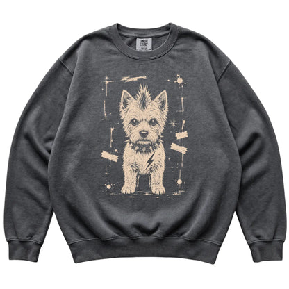 Pepper Punk Rock Westie Comfort Colors sweatshirt, flat view
