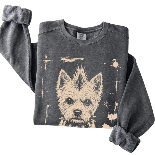Pepper Punk Rock Westie Comfort Colors sweatshirt, folded view