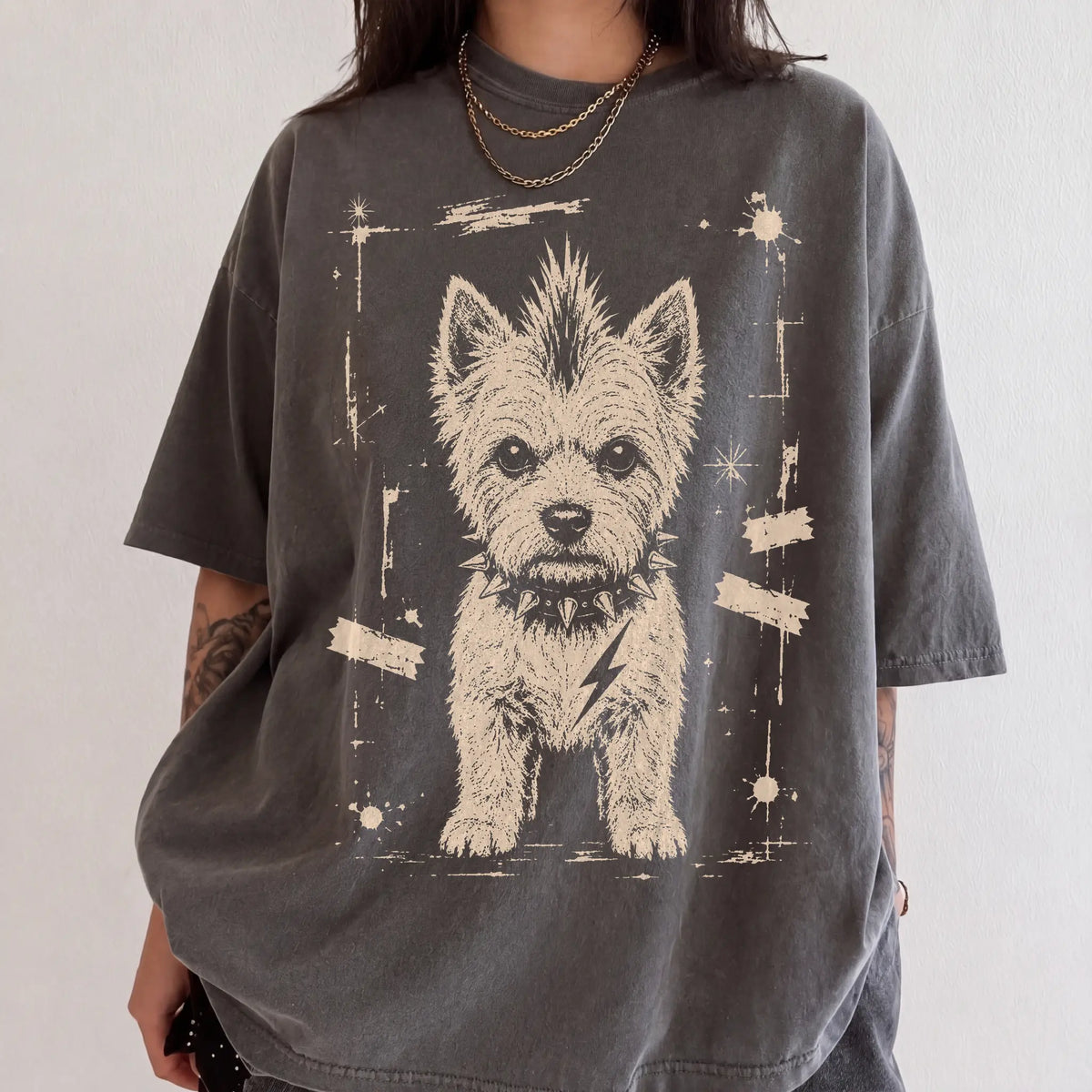 Woman wearing a Pepper Punk Rock Westie T-Shirt