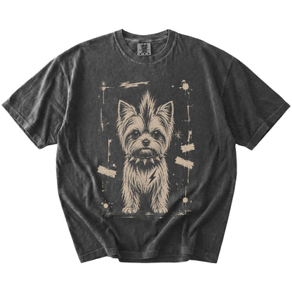 Pepper Punk Rock Yorkie T-Shirt laid flat