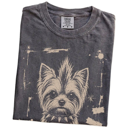 Folded Pepper Punk Rock Yorkie T-Shirt showing the graphic