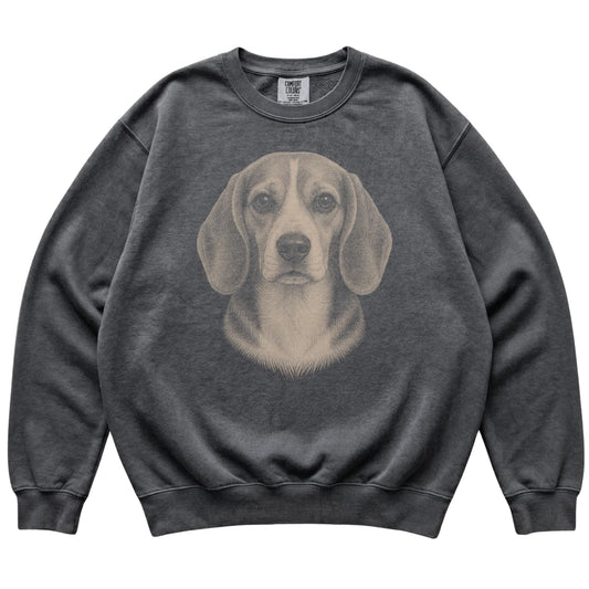 Pepper Realistic Drawing Beagle Comfort Colors sweatshirt, flat view