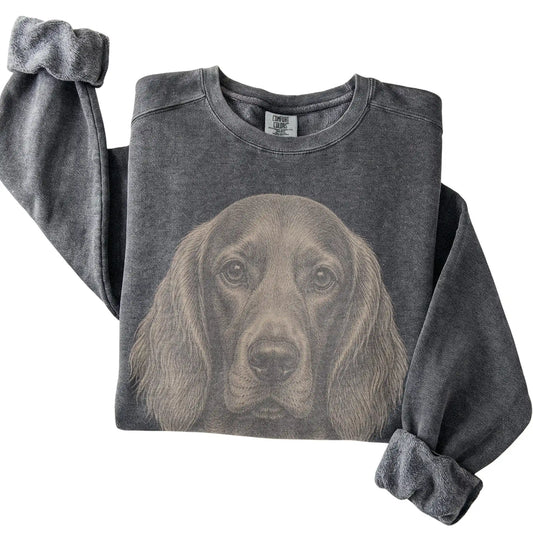 Pepper Realistic Drawing Irish Setter Comfort Colors sweatshirt, folded view