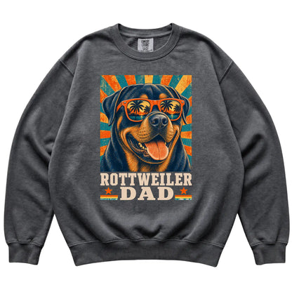 Retro Rottweiler Dad design on a Pepper Comfort Colors sweatshirt