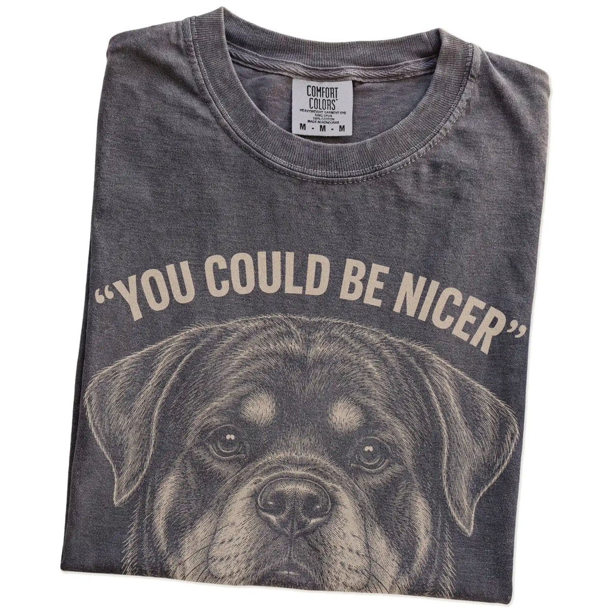 Rottweiler Guard Dog T-Shirt in Pepper — folded detail