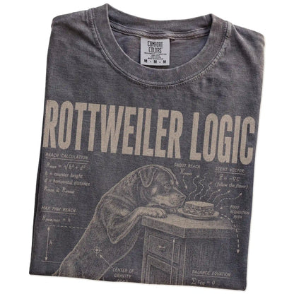 Folded Pepper Rottweiler Logic t-shirt showing the graphic