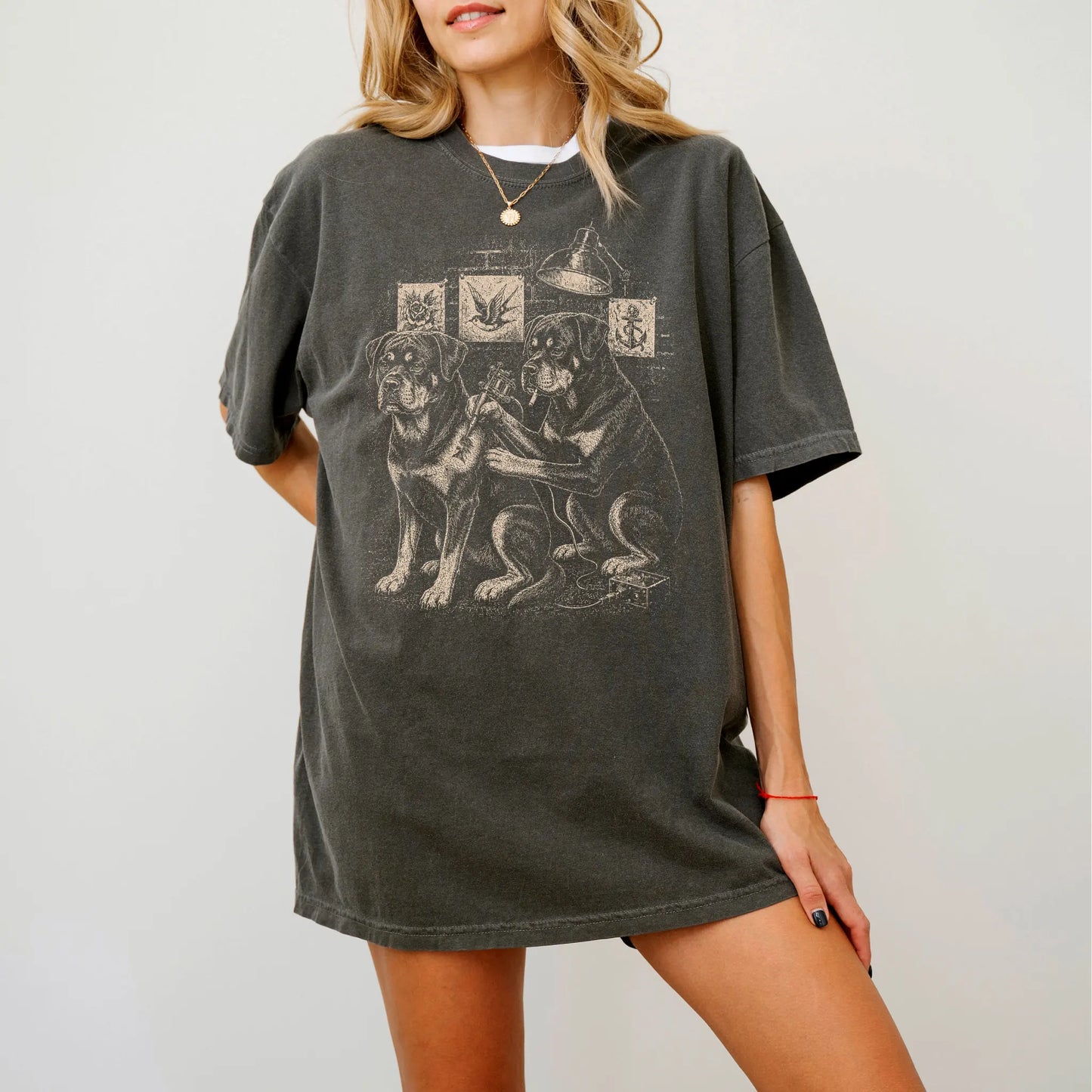 Person wearing a Pepper Rottweiler Tattoo t-shirt