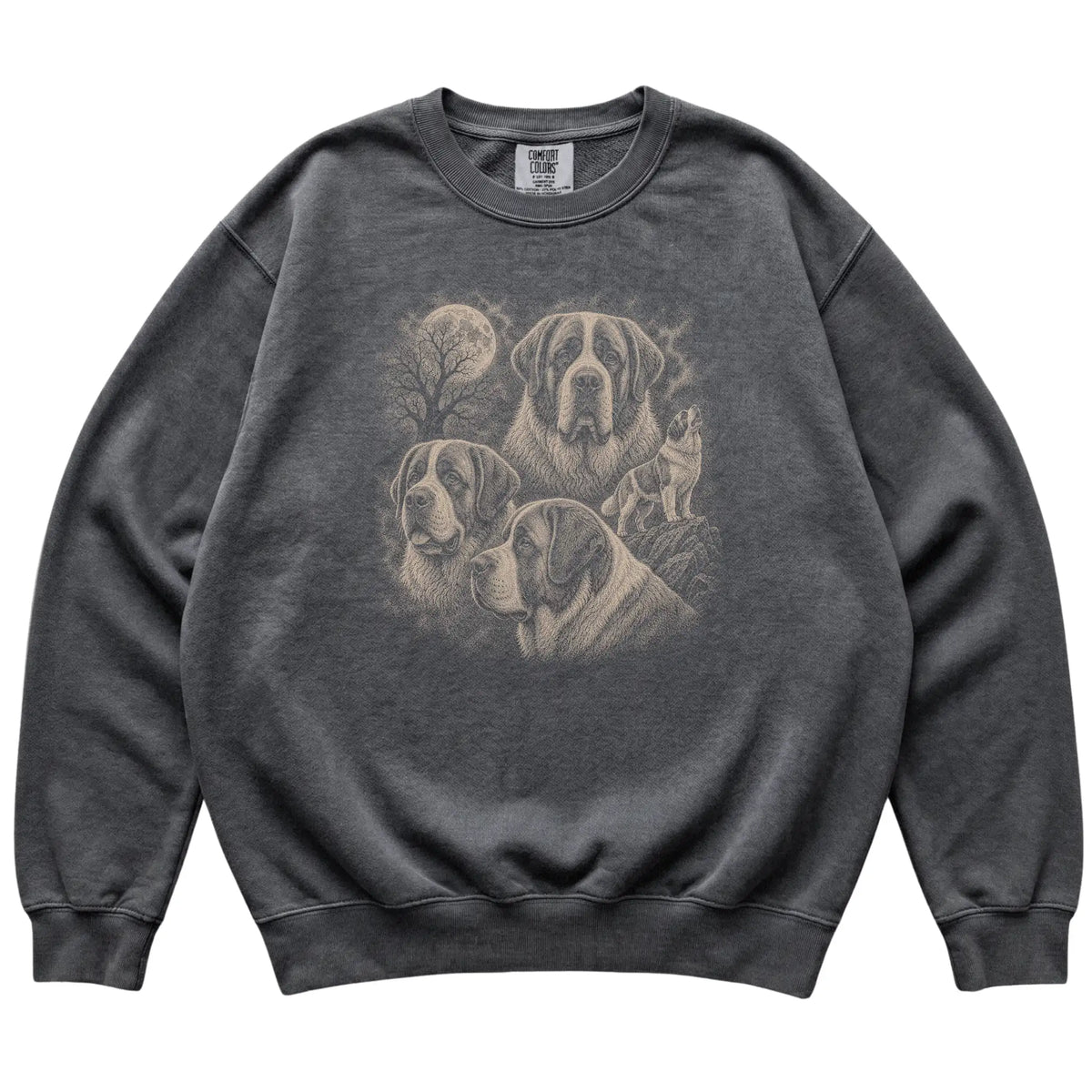 Saint Bernard 90s Moon Sweatshirt in Pepper — flat lay