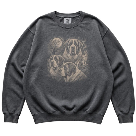 Saint Bernard 90s Moon Sweatshirt in Pepper — flat lay