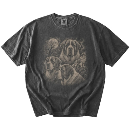 Vintage moon montage featuring Saint Bernard on a Pepper Comfort Colors® T-shirt
