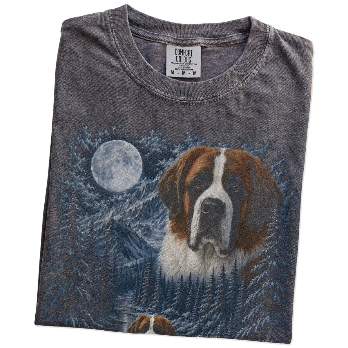 Folded Pepper Saint Bernard winter forest t-shirt