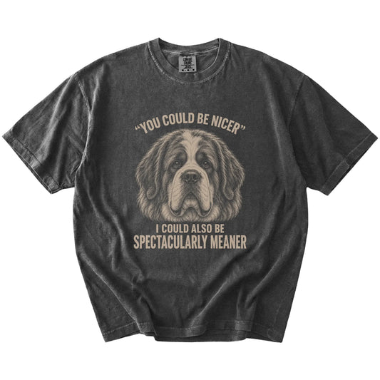 Saint Bernard Guard Dog T-Shirt in Pepper — flat lay