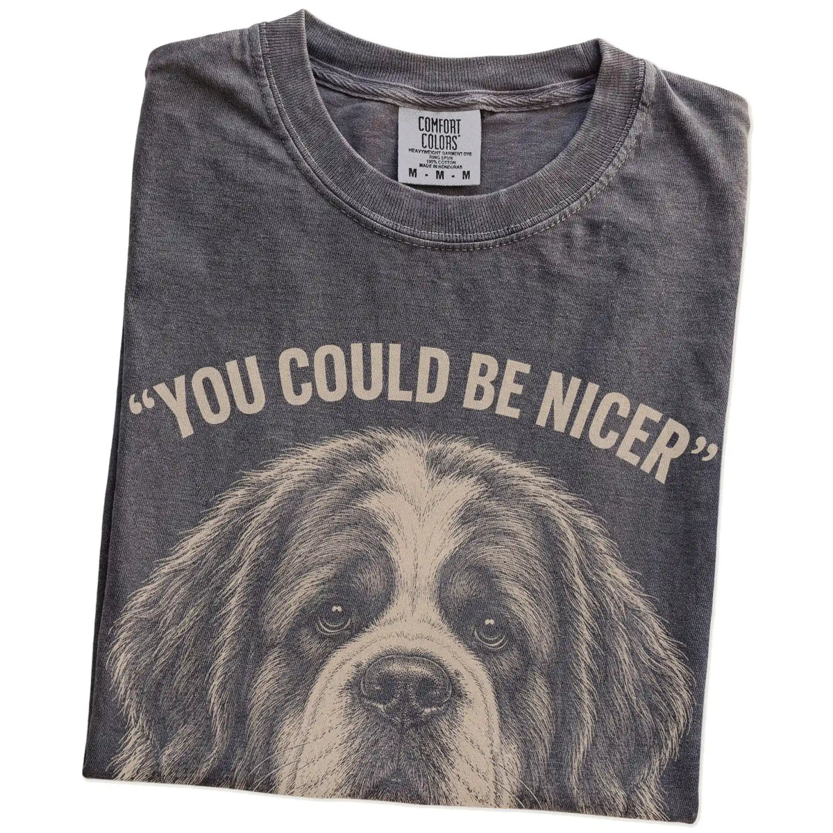 Saint Bernard Guard Dog T-Shirt in Pepper — folded detail