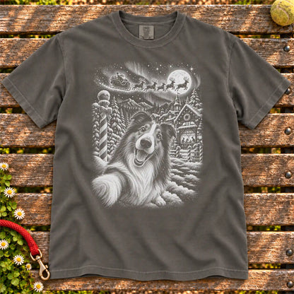 Collie Santa Selfie design on a Pepper T-shirt