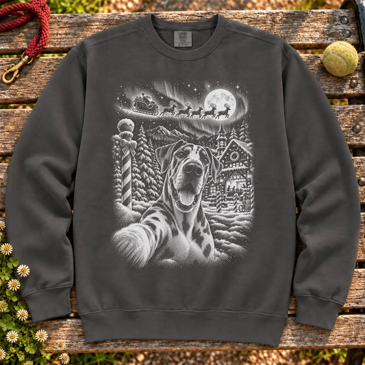 Great Dane Santa Selfie design on a Pepper sweatshirt