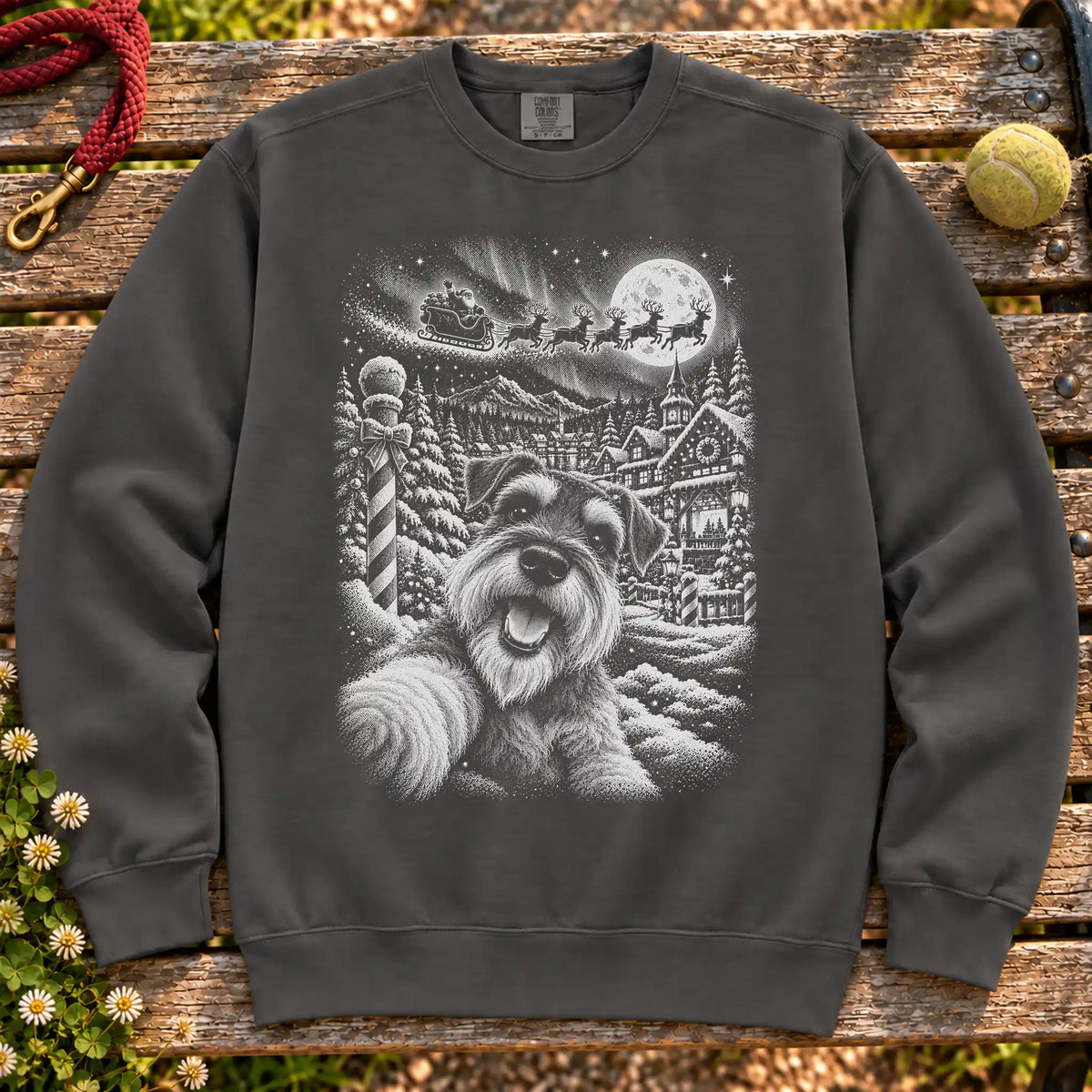 Schnauzer Santa Selfie design on a Pepper sweatshirt